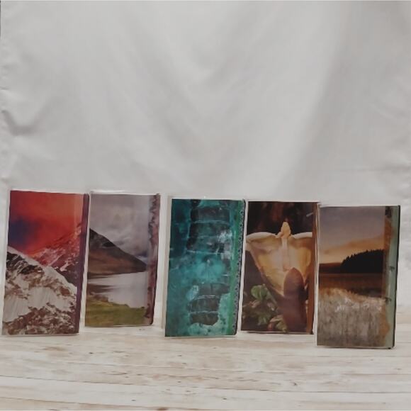 Nature Themed Small Travel Journals with Slip Covers, Handmade Small Notebook - Picture 2 of 5